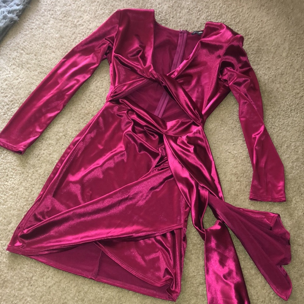 Satin Fuschia Party Dress - Picture 1 of 7